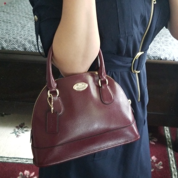 Coach Handbags - COACH Oxblood Mini Cora Domed Satchel